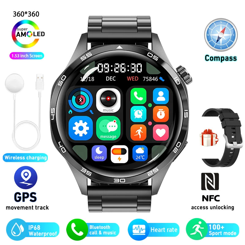 Watch 5 Pro Sports Smartwatch Men GPS Motion Trajectory NFC Control Compass 360*360 AMOLED HD Screen Bluetooth Call SmartWatches