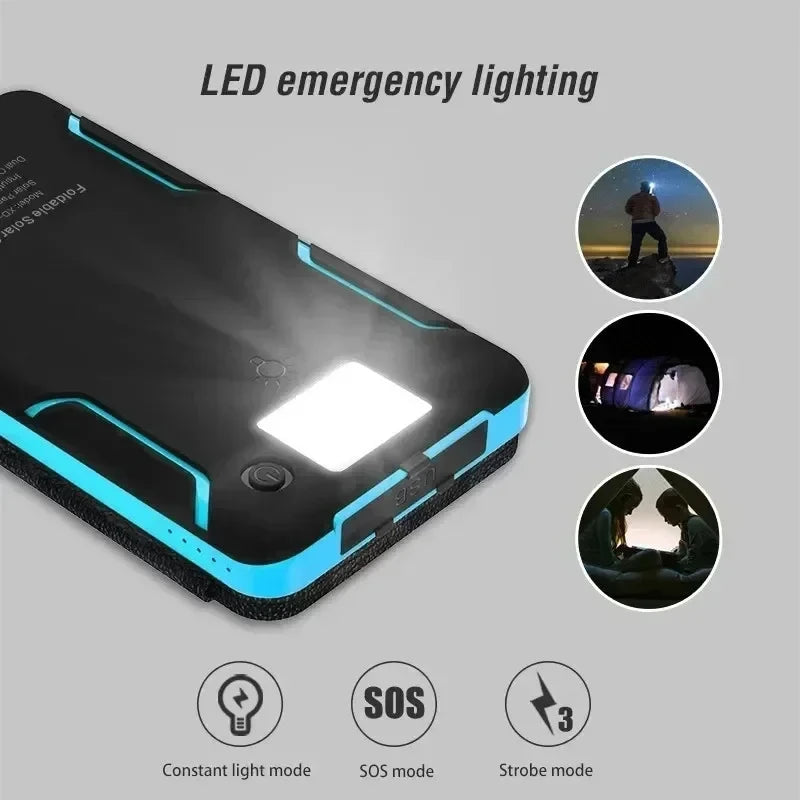 OnePlus 200000mAh Solar Powerbank Portable Folding Solar Panel USB Output Fast Charging Outdoor Camping Waterproof Sun Powerbank