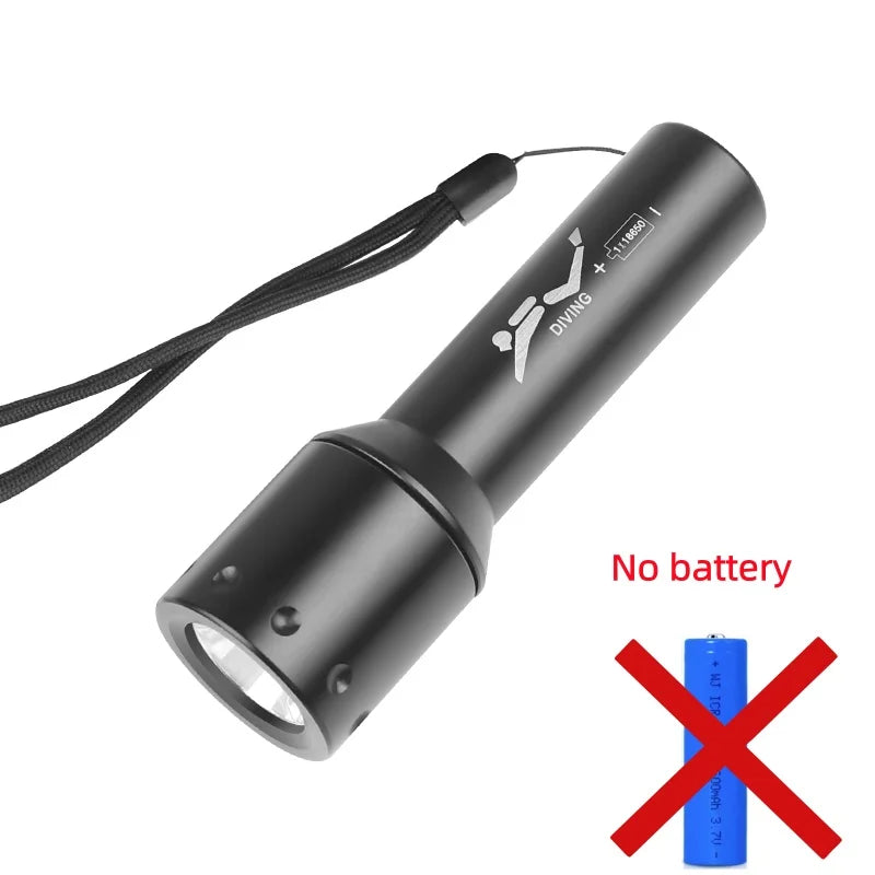 New T6 LED Diving Torch Long-Range Underwater Work Photography Lighting Aluminum Rotating Switch Diving Lamp