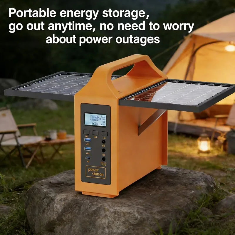 150W Portable Solar Power Station with LED Light & Solar Panel 220V 110V Power Supply Solar Generator Outdoor Backup Power