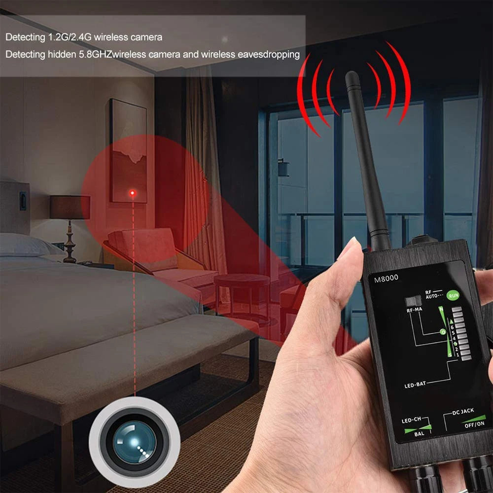 M8000 Radio Anti-Spy Detector  GSM RF Signal Auto Tracker Detectors GPS Tracker Finder Bug with Long Magnetic LED Antenna