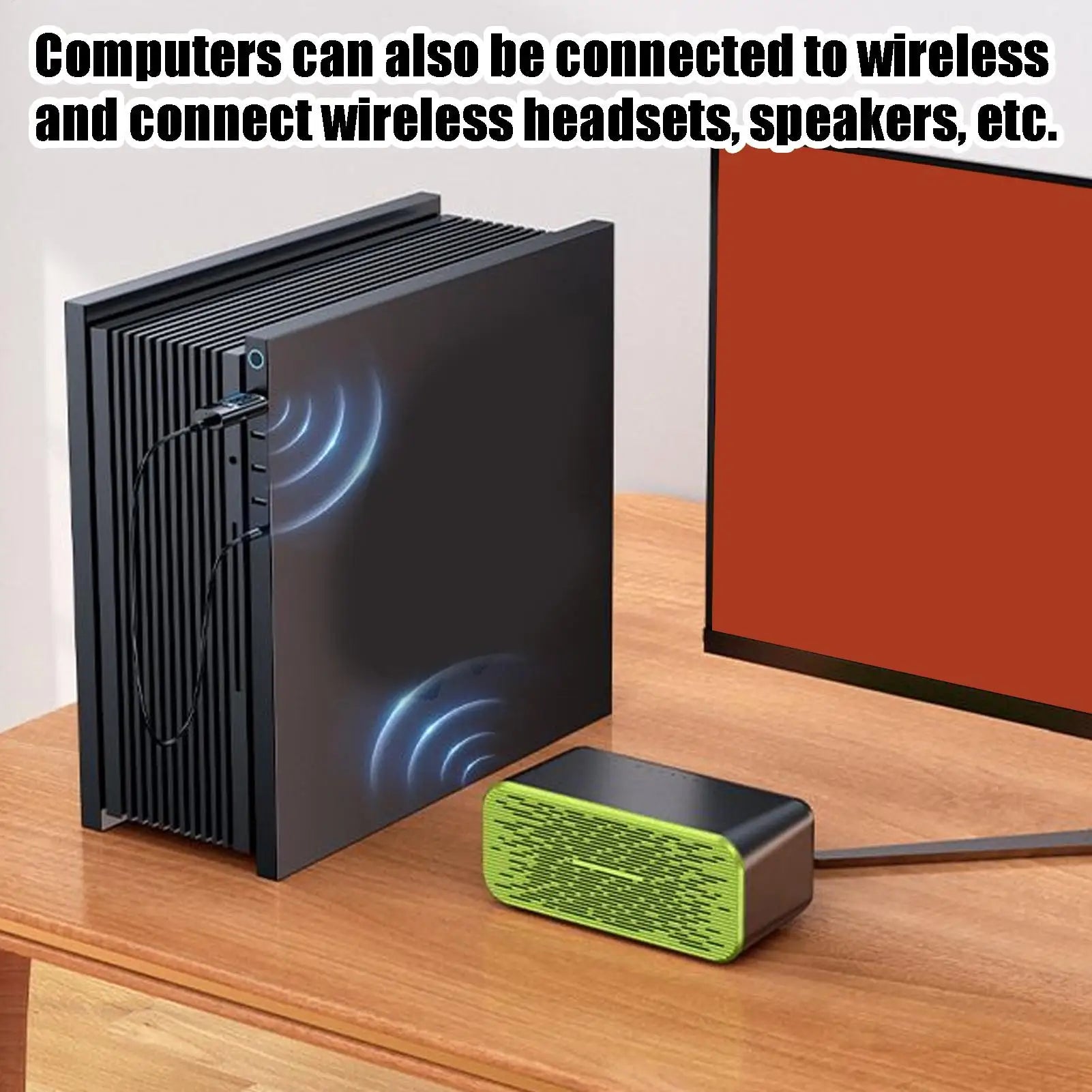 Wireless Audio Transmitter Display Low Latency Receiver Wireless Adapter with 3.5mm Jack for Smart TV PC Projector Headphone