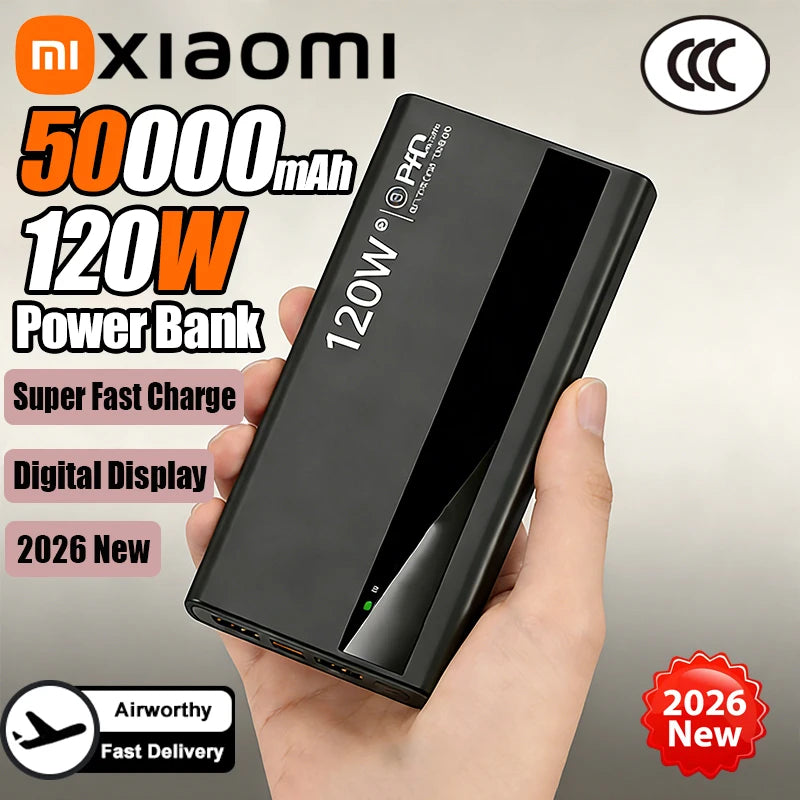 Xiaomi 50000mAh Powerbank 120W Super Fast Charging Portable Battery Charger Ultra Capacity LED Digital Display For IPhone