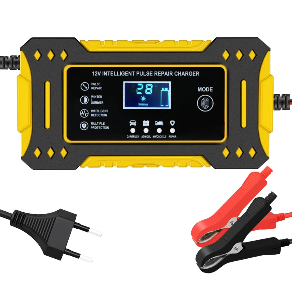 12V 6A 3 Stages Lead Acid AGM GEL Battery-chargers Motorcycle Battery Charger Car Accessories Intelligent Fast Charging