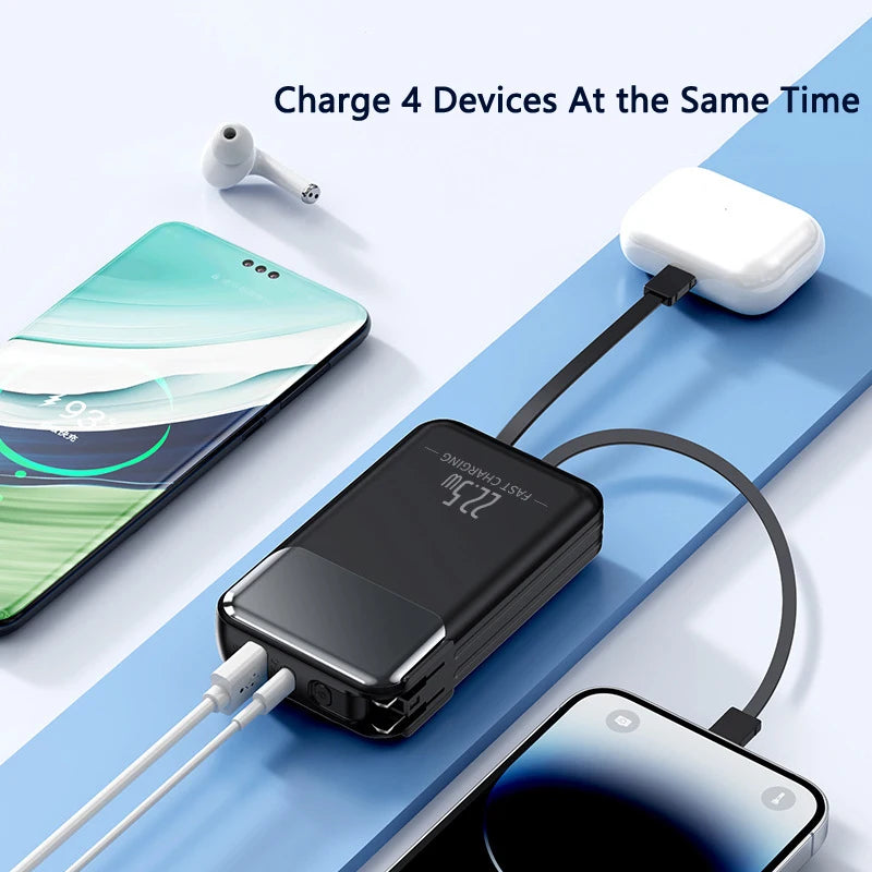 Power Bank 20000mAh 22.5W Fast Charging Powerbank with Cable AC Plug Wall Charger for iPhone 17 Huawei Xiaomi Samsung Powerbank