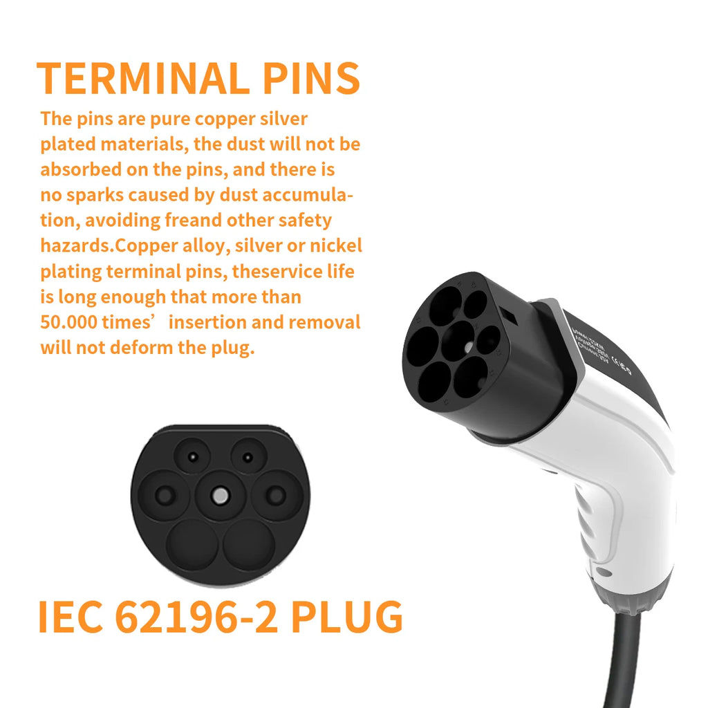 WUFEN 16A/32A 3.5/7/11/22kW Type 2 to GBT Protable Charging Cable IEC 62196-2 Charger For Electric Vehicles Car Public Station