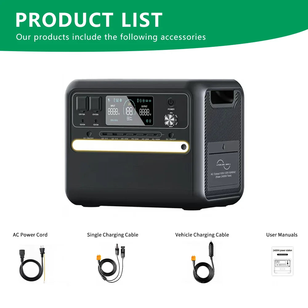 2025 Hot Sale 2160WH LiFePO4 Solar Power Station Portable Emergency Backup for Blackout & Natural Disaster Preparedness