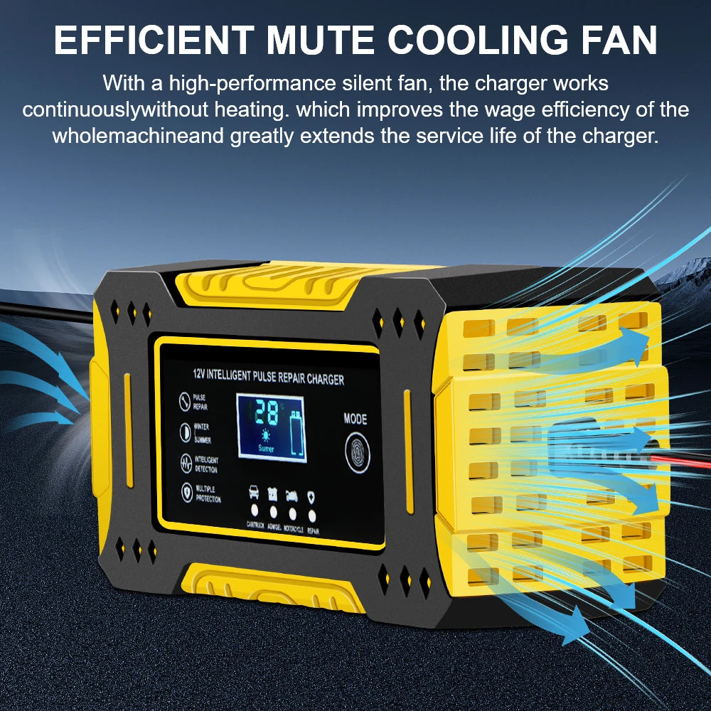 12V 6A 3 Stages Lead Acid AGM GEL Battery-chargers Motorcycle Battery Charger Car Accessories Intelligent Fast Charging