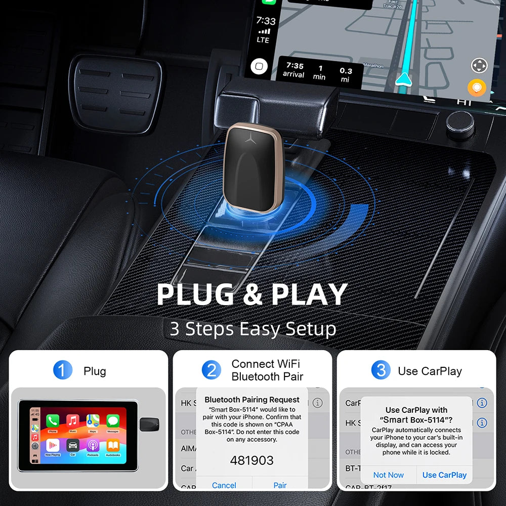 Wireless Carplay Adapter Android Auto 2in 1 Smart Dongle 2025 5G WIFI For iphone Android Phone For Volvo Benz Mg Kia Chery VW
