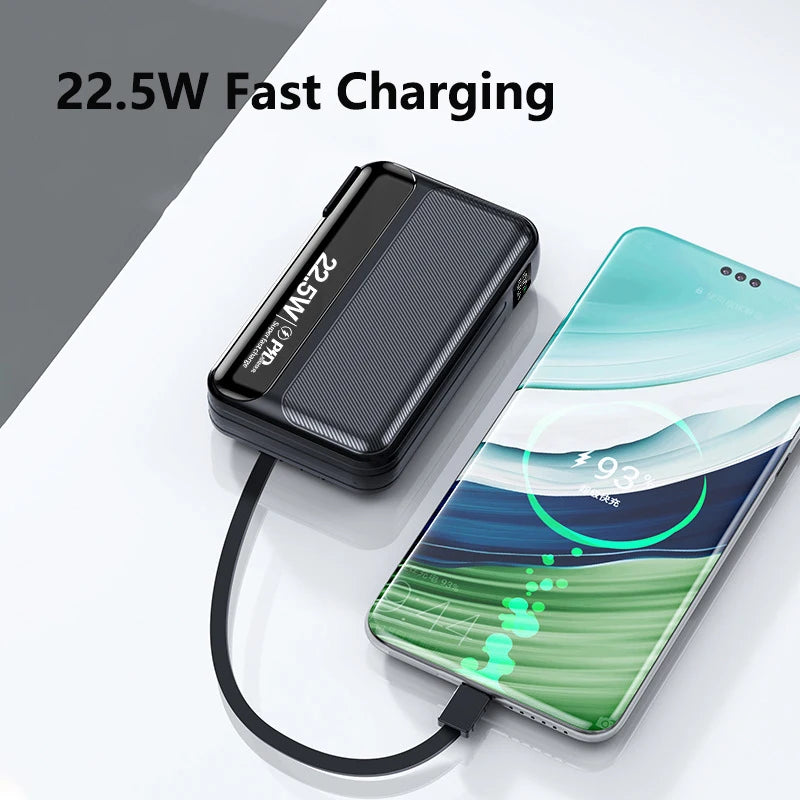 Power Bank 20000mAh 22.5W Fast Charging Powerbank with Cable AC Plug Wall Charger for iPhone 17 Huawei Xiaomi Samsung Powerbank