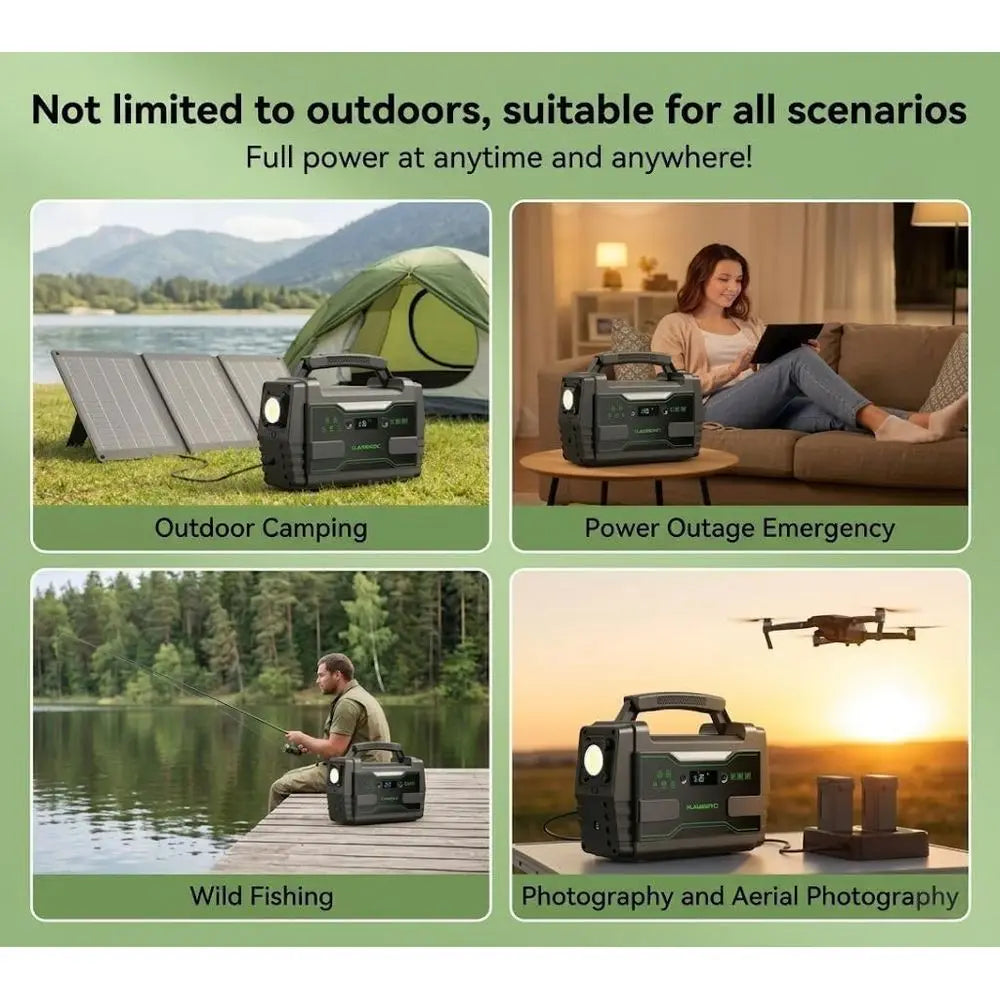 155Wh Portable Power Station with 30W Solar Panel, 2x 100W AC Outlets, QC3.0 USB, UL Certified for Outdoor and Emergency Power