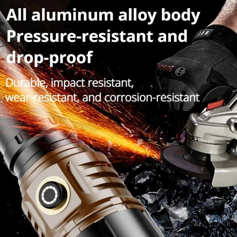 Strong Light High Power LED Flashlight Type-C Charging Waterproof Aluminum Alloy Torch Outdoor Camping Lantern Patrol