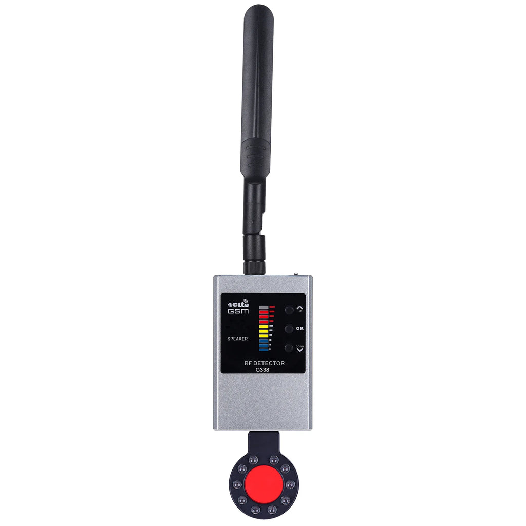 anti spy gadgets Tri-Antenna RF Detector G338 1MHz-8GHz for Business Security, Anti-Tracking Privacy Protection, Vibration Alarm