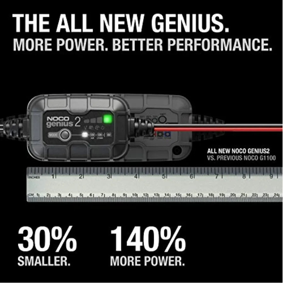 GENIUS2: 2A 6V/12V Smart Battery Charger Automatic Maintainer Trickle Charger and Desulfator with Overcharge Protection and Tem