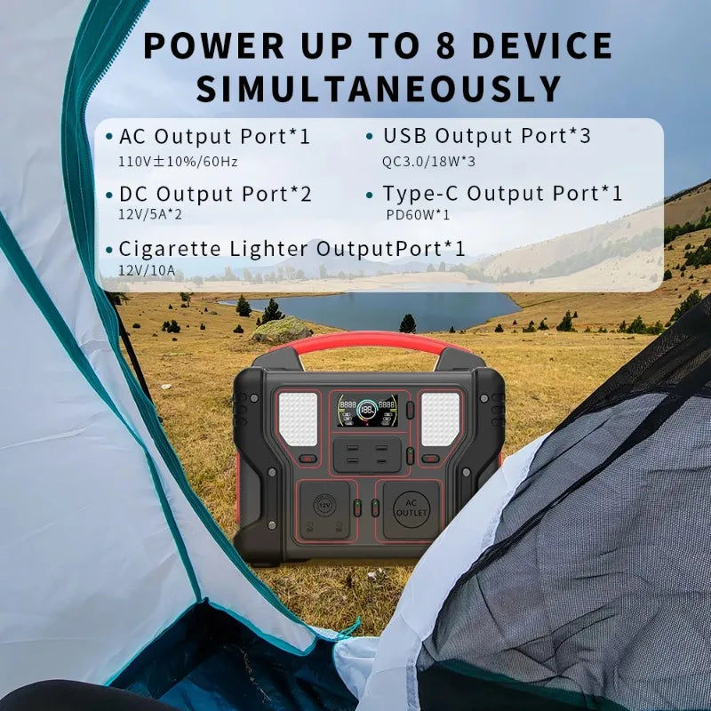 Good Quality 300W Portable Power Station 299.7Wh Solar Generator With 60W PD USB-C Wireless Charging For Outdoor Camping Oem Odm
