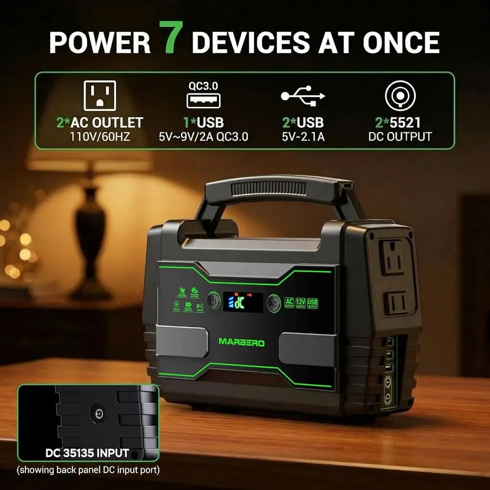 155Wh Portable Power Station with 30W Solar Panel, 2x 100W AC Outlets, QC3.0 USB, UL Certified for Outdoor and Emergency Power