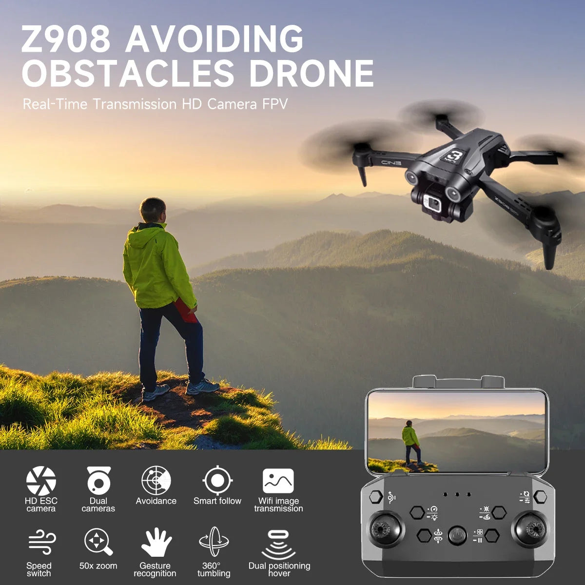 Mini Drone 4k Professional Camera RC Obstacle Avoidance Helicopter Remote Control Quadcopter Kid Gift Toys