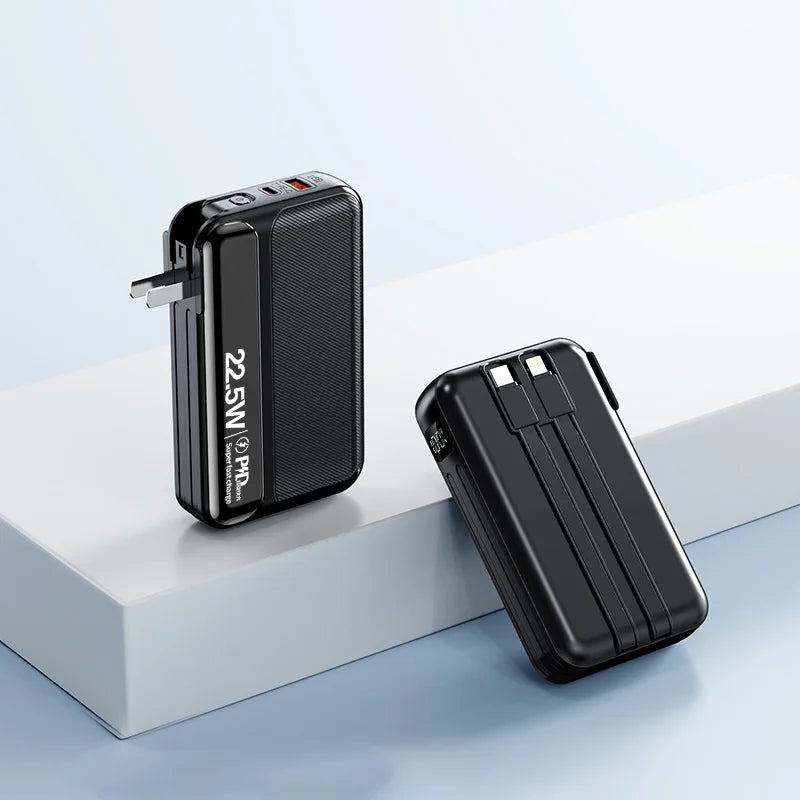 Power Bank 20000mAh 22.5W Fast Charging Powerbank with Cable AC Plug Wall Charger for iPhone 17 Huawei Xiaomi Samsung Powerbank