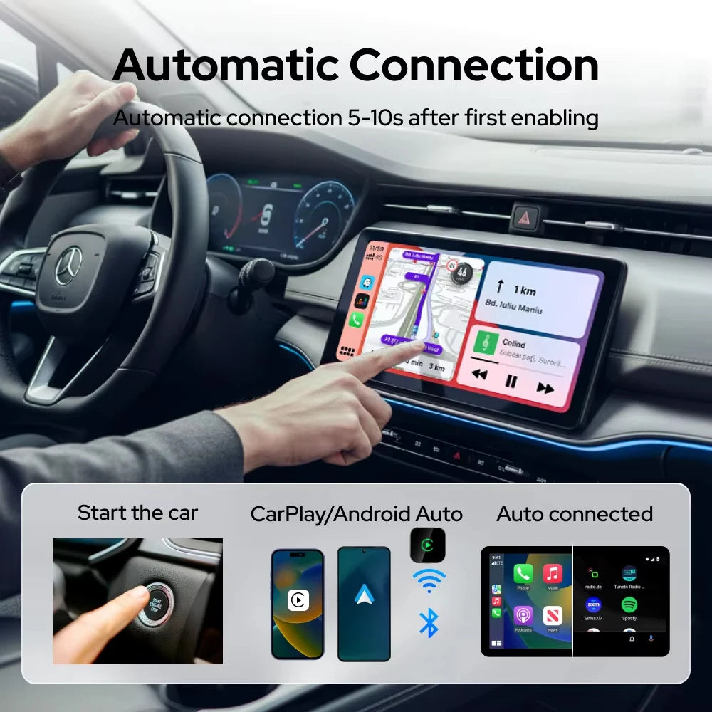 Skilldrive 2026 Mini 2 in 1 CarPlay Wireless Android Auto Adapter AI Smart Box Intelligent System USB for Wired CarPlay Car