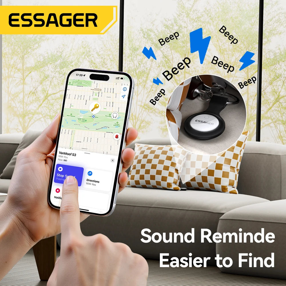 Eessager Security SmartTag Tracker With IP Find My GPS Bluetooth for Baggage  Earbud IOS MFi Key Detector Pet Anti Lost Device