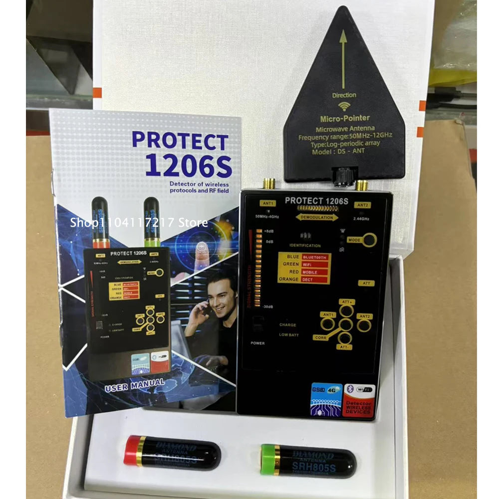 1206S Professional Anti Spy Camera Detector Anti-monitor Anti-sneak Shooting Surveillance  Bug GSM GPS Tracker Detect RF Scanner