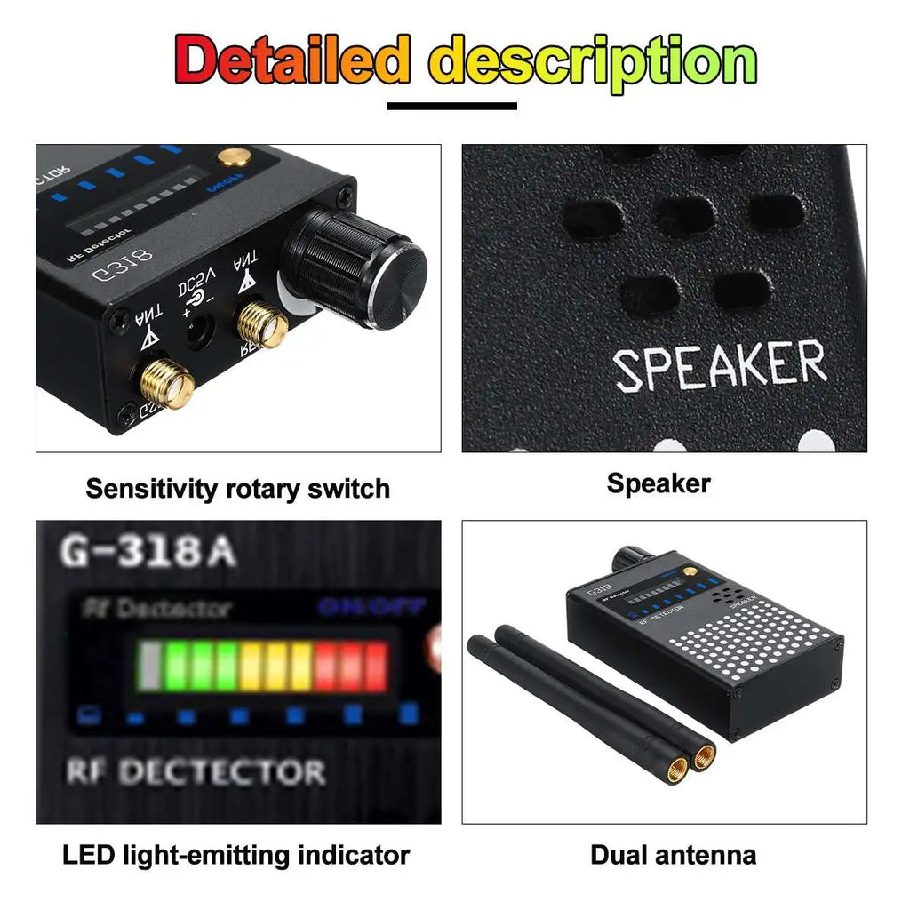 Anti Spy Bug Detector RF Signal Scanner Camera GSM Audio GPS Tracker Hidden Device Detection Privacy Security Protection Tool