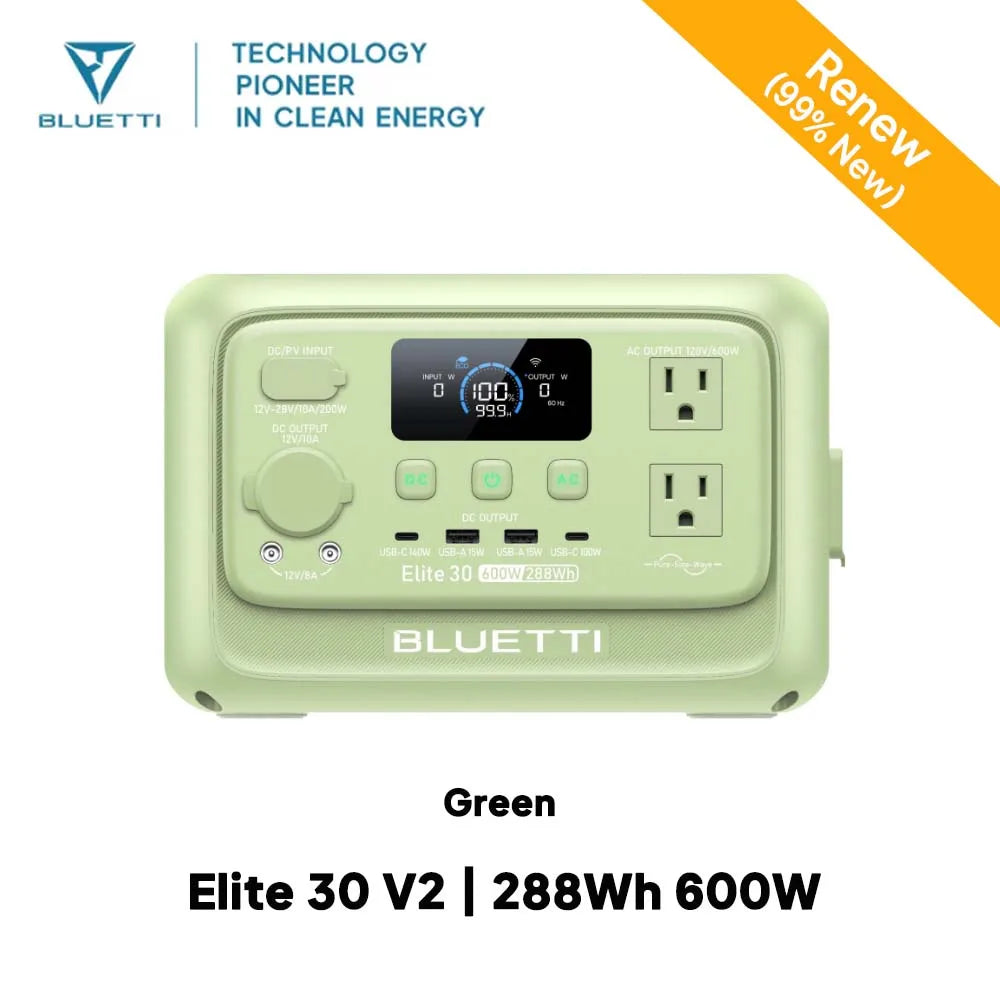 【Renew】BLUETTI Elite 30 V2 Portable Power Station 288Wh 600W Peak Large Capacity Solar Generator For Outdoor Camping Home Emerge