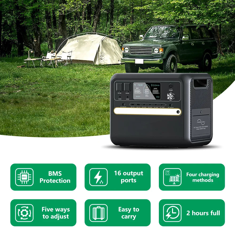 2025 Hot Sale 2160WH LiFePO4 Solar Power Station Portable Emergency Backup for Blackout & Natural Disaster Preparedness