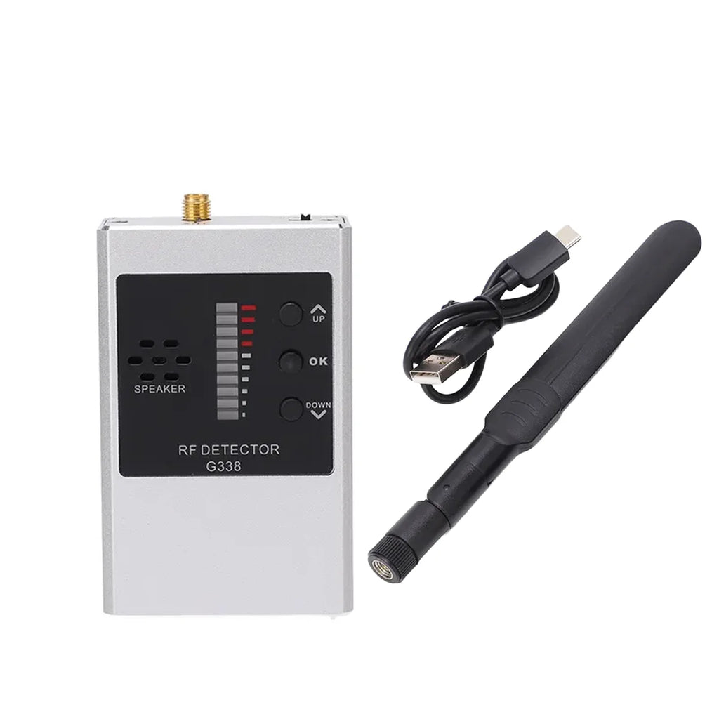 anti spy gadgets Tri-Antenna RF Detector G338 1MHz-8GHz for Business Security, Anti-Tracking Privacy Protection, Vibration Alarm