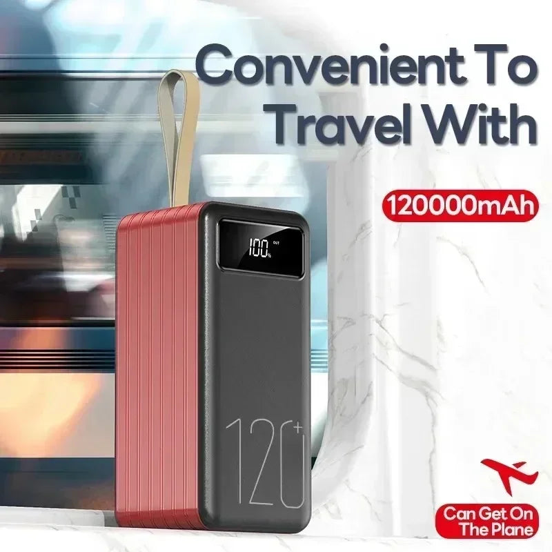 Portable 120000mAh High Capacity Power Bank 120W Super Fast Charging Powerbank Charger External Battery for Iphone Huawei Xiaomi