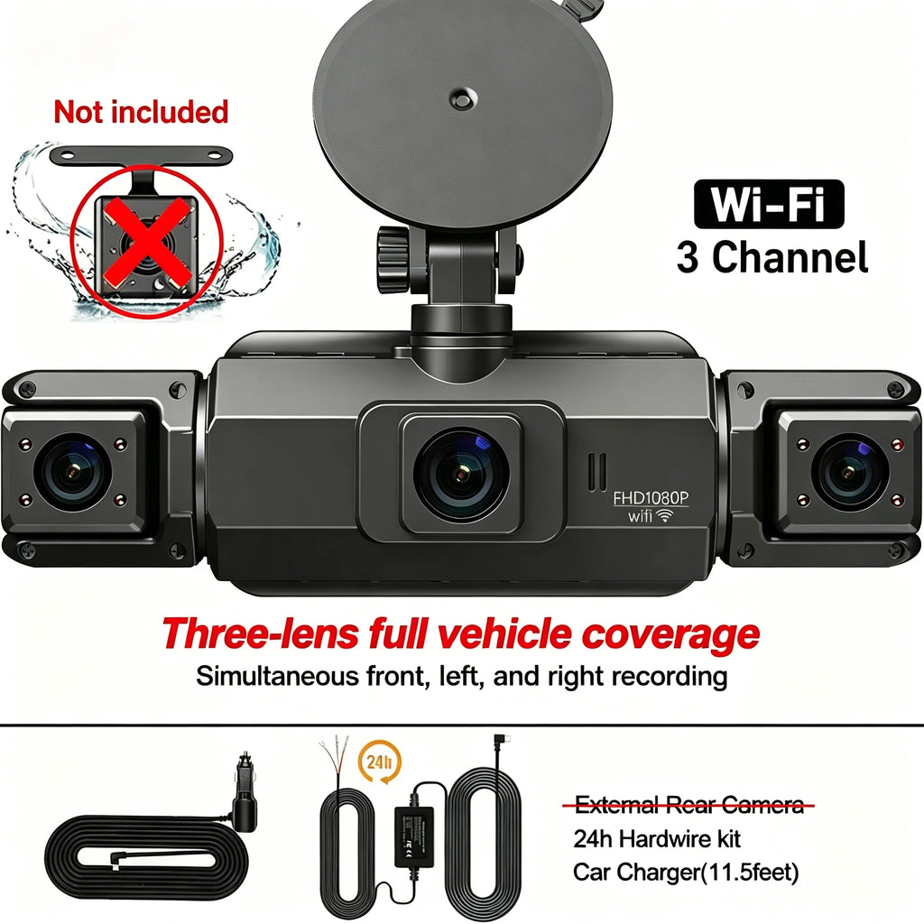 dashcam 4 channels wifi car dvr dashboard cameras for car way back box parking mode 24h front and rear interior 360 dash cam