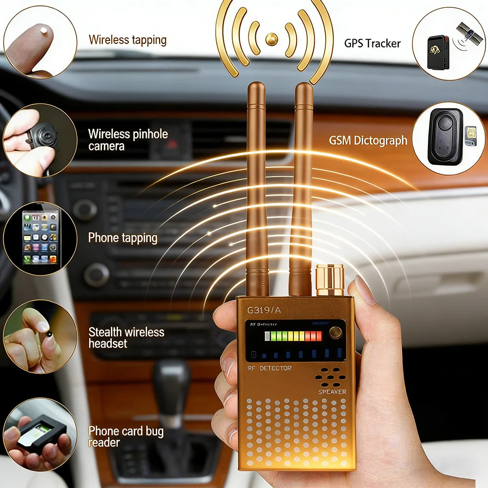 G319A Wireless RF Signal Detector Cell Phone Detects Bug GPS Tracker Hidden Camera GSM Listening Device Finder Scanner 1-8000MHz