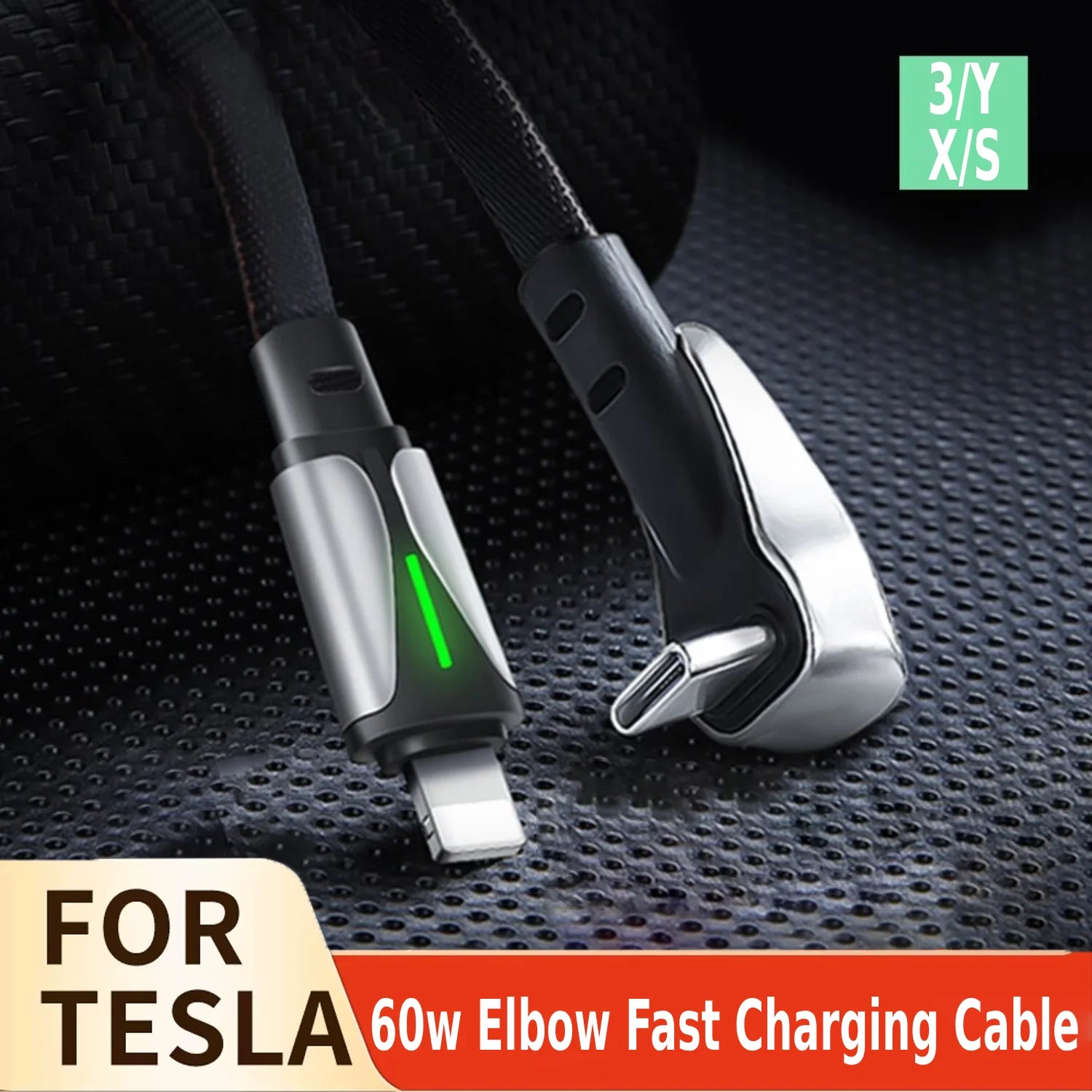 For Tesla Fast Charging Cable Car Phone Charging Cable PD 60W Type C 90 Degree USB C Charger For Tesla Model 3/Y Phone Charging