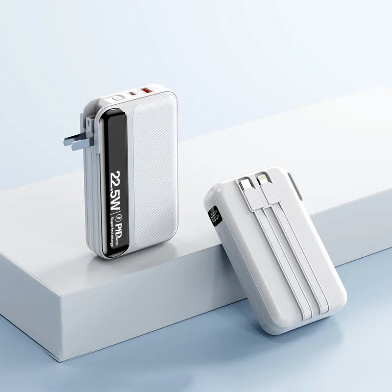 Power Bank 20000mAh 22.5W Fast Charging Powerbank with Cable AC Plug Wall Charger for iPhone 17 Huawei Xiaomi Samsung Powerbank