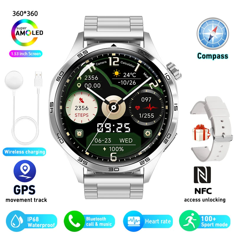 Watch 5 Pro Sports Smartwatch Men GPS Motion Trajectory NFC Control Compass 360*360 AMOLED HD Screen Bluetooth Call SmartWatches