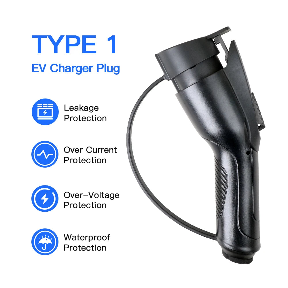 Ev Charger Plug Adapter Type 1 EVSE SAE J1772 Convertor 16A 3.6kw 32A 7.2kw Electric Car Charging Vehicle Socket