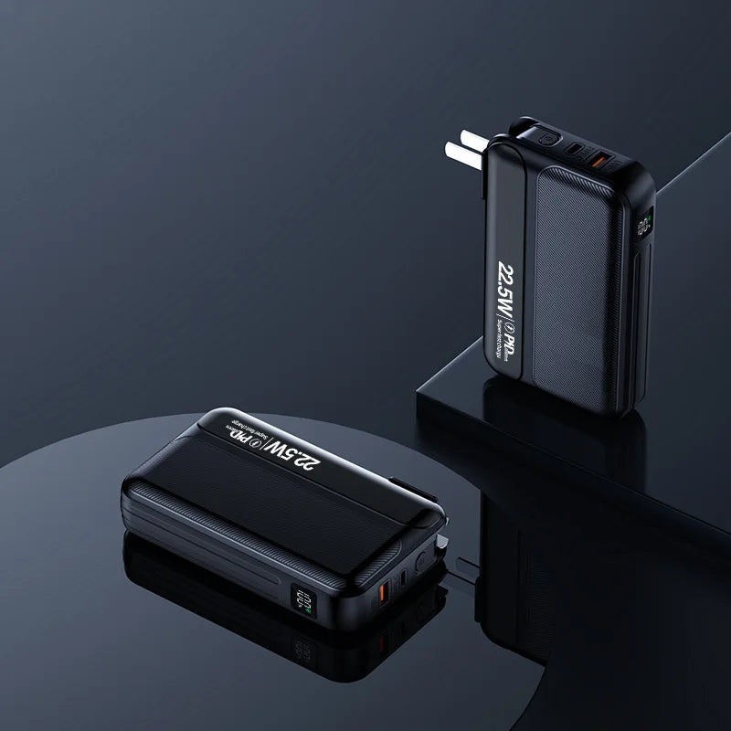 Power Bank 20000mAh 22.5W Fast Charging Powerbank with Cable AC Plug Wall Charger for iPhone 17 Huawei Xiaomi Samsung Powerbank