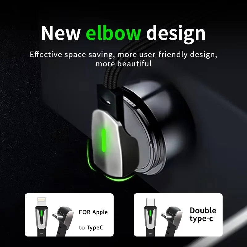 For Tesla Fast Charging Cable Car Phone Charging Cable PD 60W Type C 90 Degree USB C Charger For Tesla Model 3/Y Phone Charging