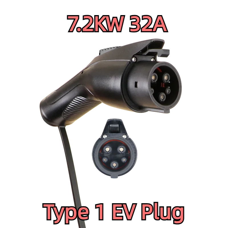 Ev Charger Plug Adapter Type 1 EVSE SAE J1772 Convertor 16A 3.6kw 32A 7.2kw Electric Car Charging Vehicle Socket