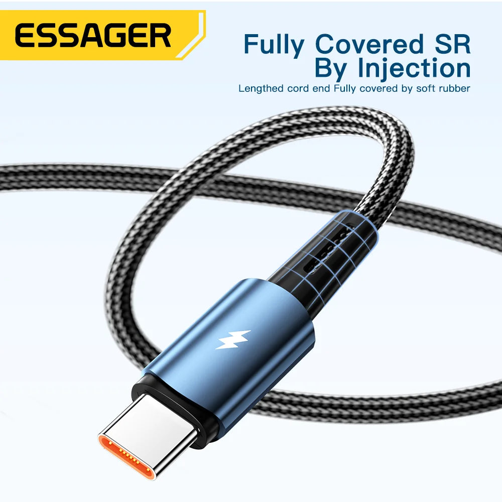 2m Long Essager 120W USB A to Type C Cable Super Fast Charge 6A For Xiaomi 12Pro Redmi K50 Note 11Pro for iPhone 16 pro max 15
