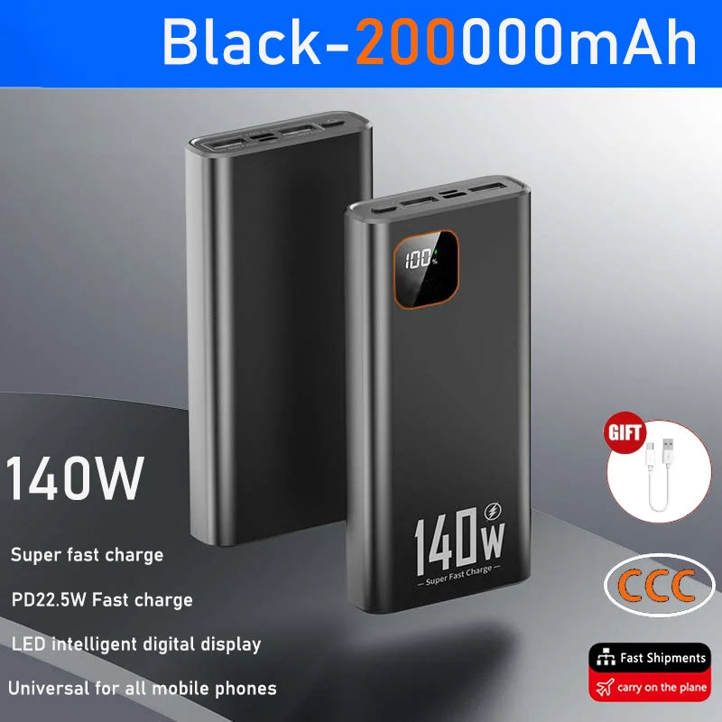 500000mAh Power Bank 140W Super Fast Charging Powerbank Portable External Battery Charger for iPhone Huawei Samsung Xiaomi