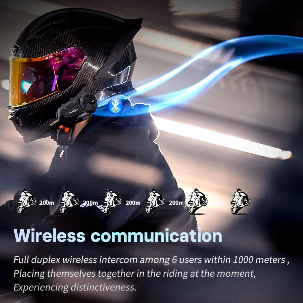 Freedconn Motorcycle Intercom Helmet Bluetooth Headset Dvr Group Headphone WiFi App Motorbike Dash Cam Interphone