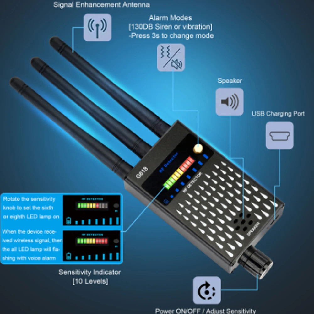 G618 Wireless Signal Detector GPS Anti Listening Anti Peeping Hidden WiFi Camera Detector for Security And Privacy Protection