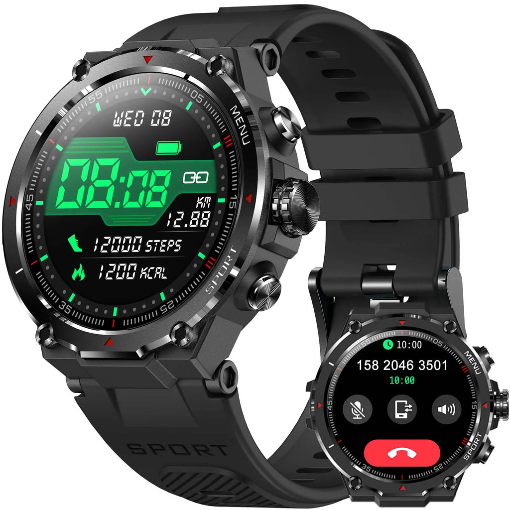 EIGIIS Military Smart Watch for Men 1.32’’ HD Rugged Fitness Tracker with Heart Rate Sleep Monitor Pedometer Sports smartwatch
