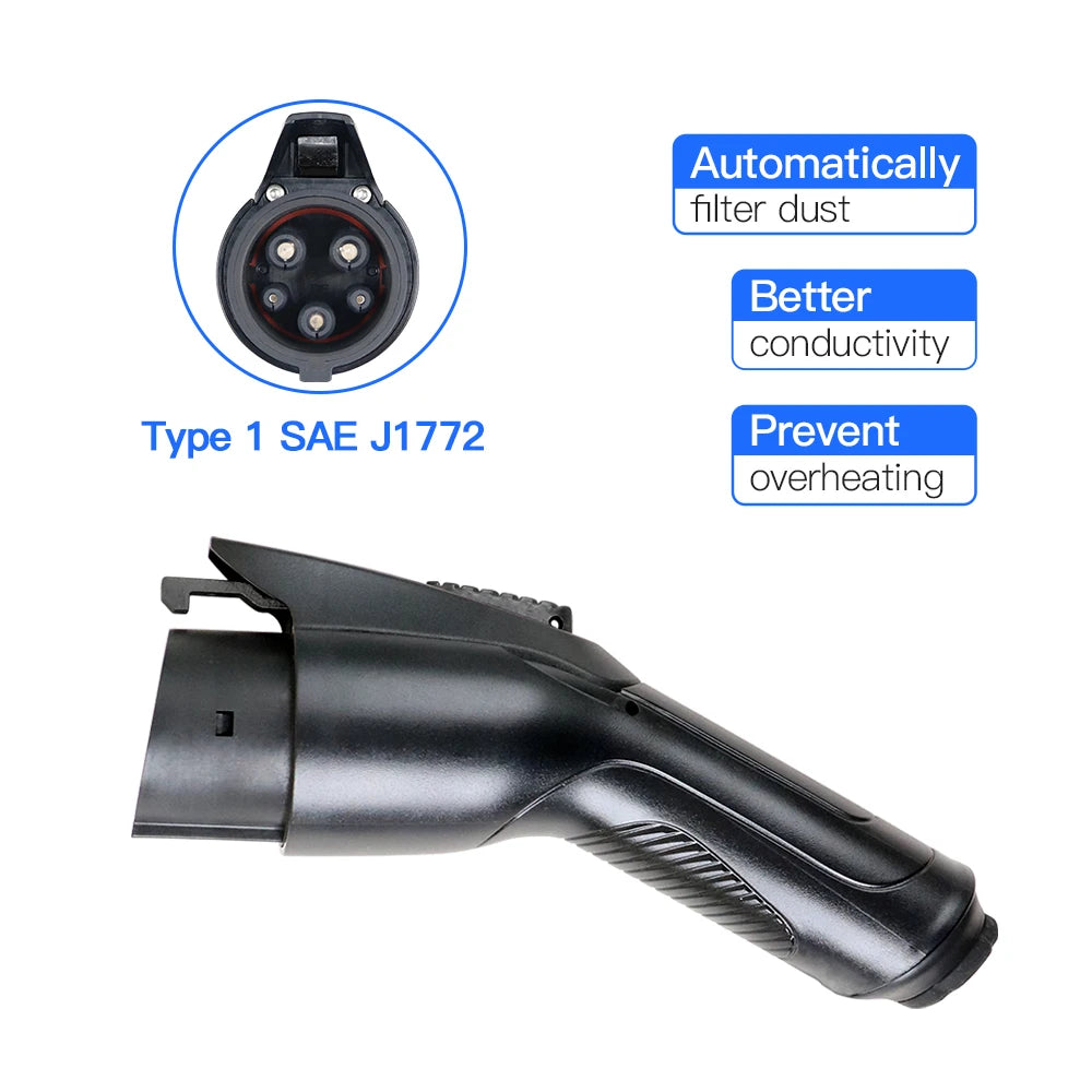 Ev Charger Plug Adapter Type 1 EVSE SAE J1772 Convertor 16A 3.6kw 32A 7.2kw Electric Car Charging Vehicle Socket