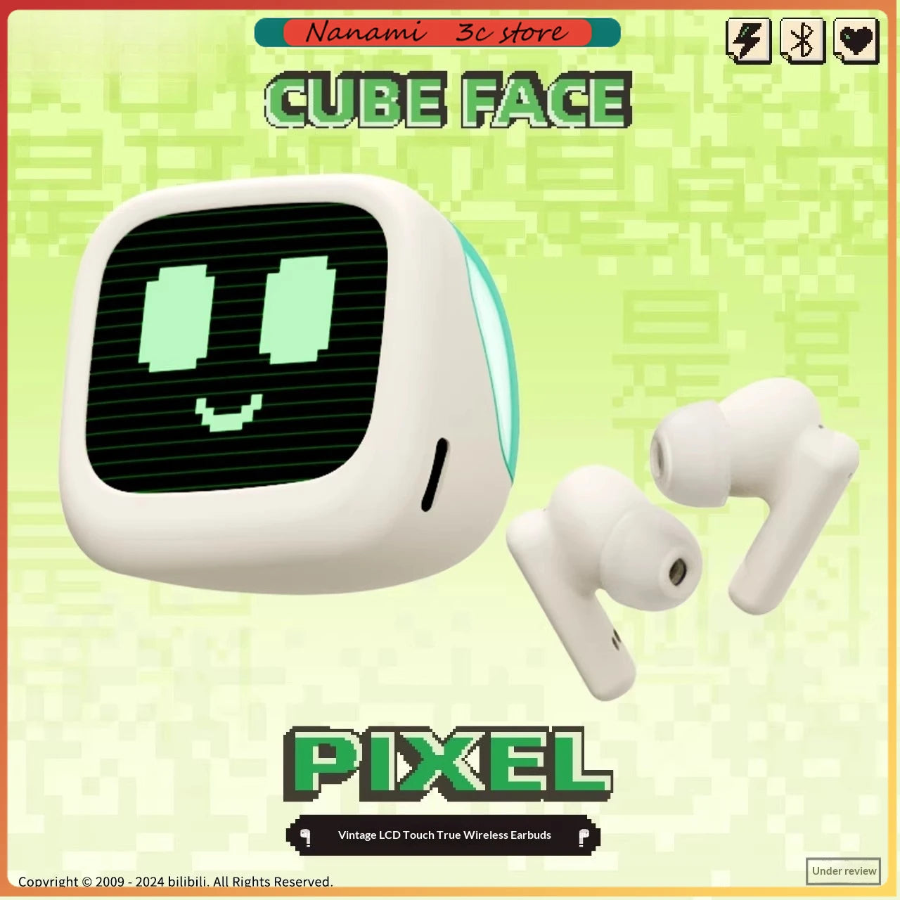 [New Arrival] CUBE FACE Pixel Bluetooth Earphones Pocket Music Retro LCD Touch Screen True Wireless Bluetooth Headphone Gifts