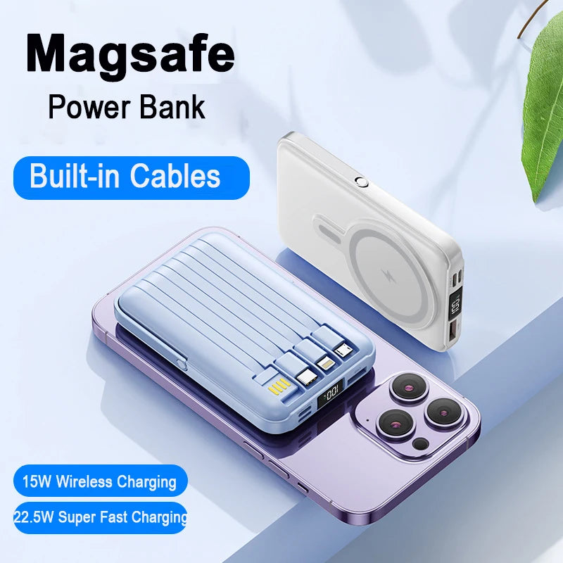 Magsafe Power Bank 30000mAh With Cable Fast Charging Magnetic Wireless PowerBank for iPhone 17 16 Pro For Apple Watch Power Bank