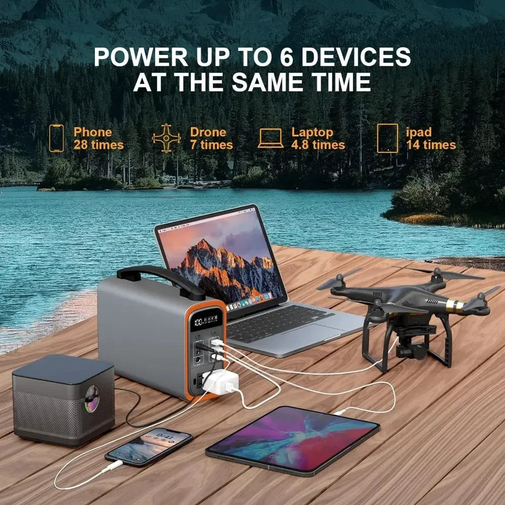 320Wh Lifepo4 Portable Power Station, solar Generators 200W Emergency Power Supply for Camping, Travel, CPAPand Emergency