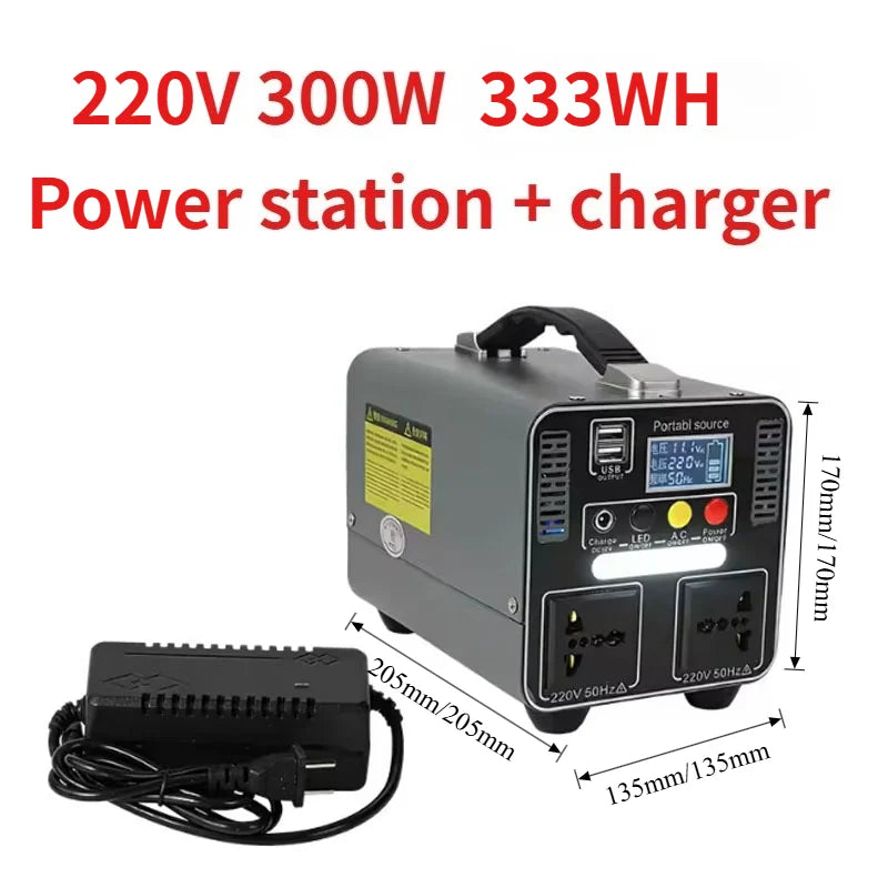 300W 166.5Wh/333Wh Portable Power Station Solar Generator 220V LiFePO4 Power Bank for  Camping Household Emergency Power Supply