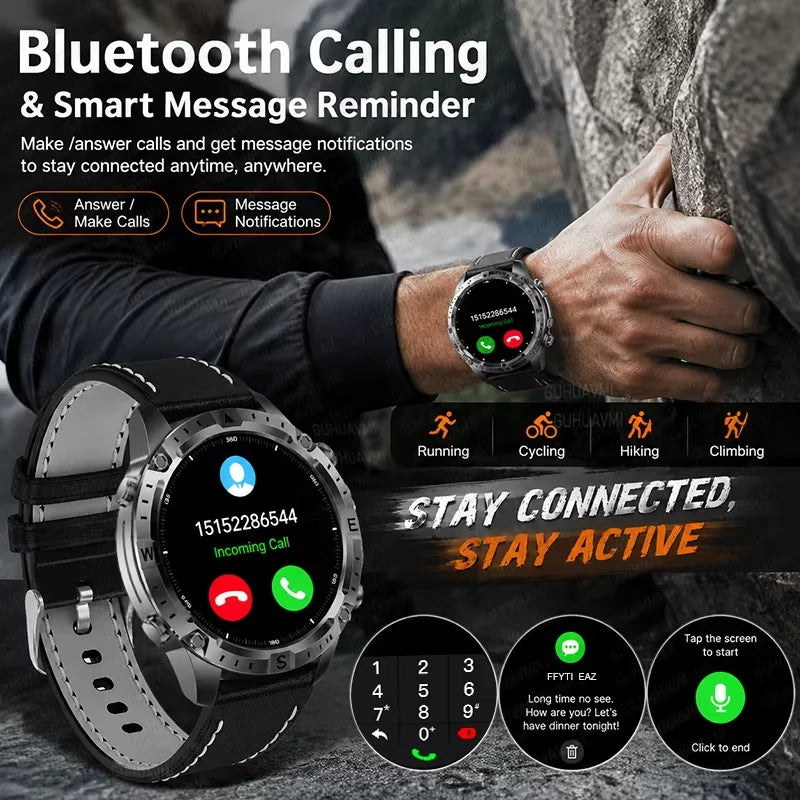 2026New Outdoor Military GPS Navigation Men SmartWatch Offline Map 2GB RAM 730 mAh Compass Flashlight 1.43" AMOLED HD Call Watch